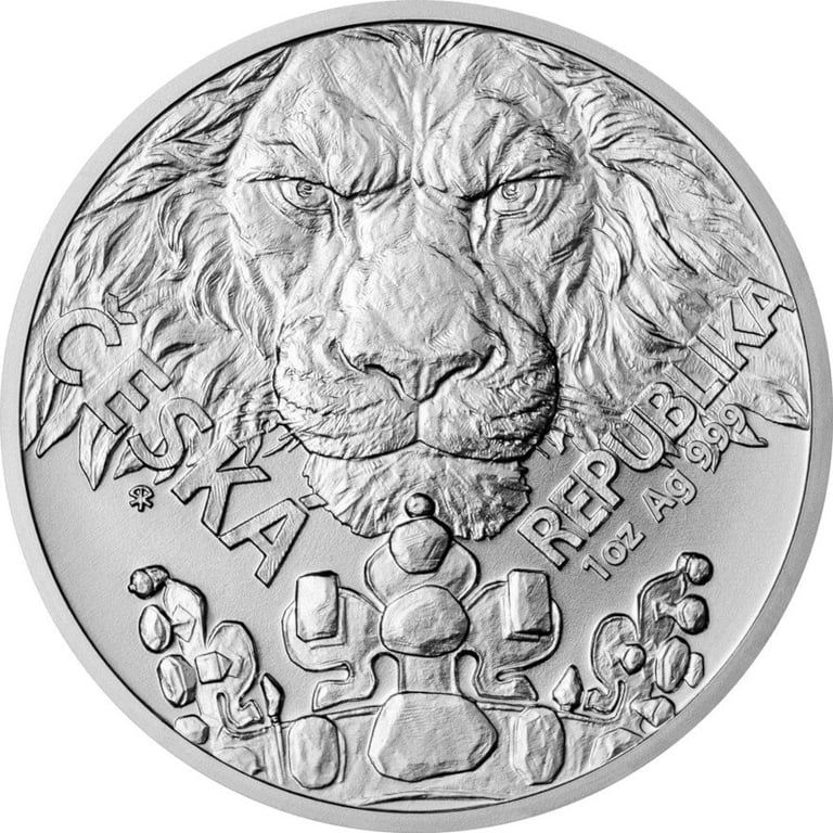 Front of the Silver Czech Lion 1 oz - 2023