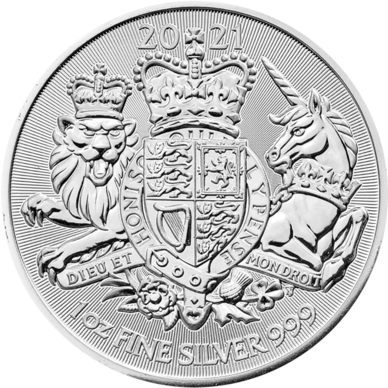 Front of the Silver The Royal Arms 1 oz