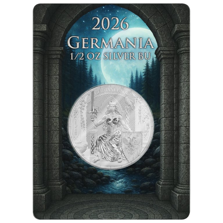 Front of coin card of Silver Germania 1/2 oz - 2026