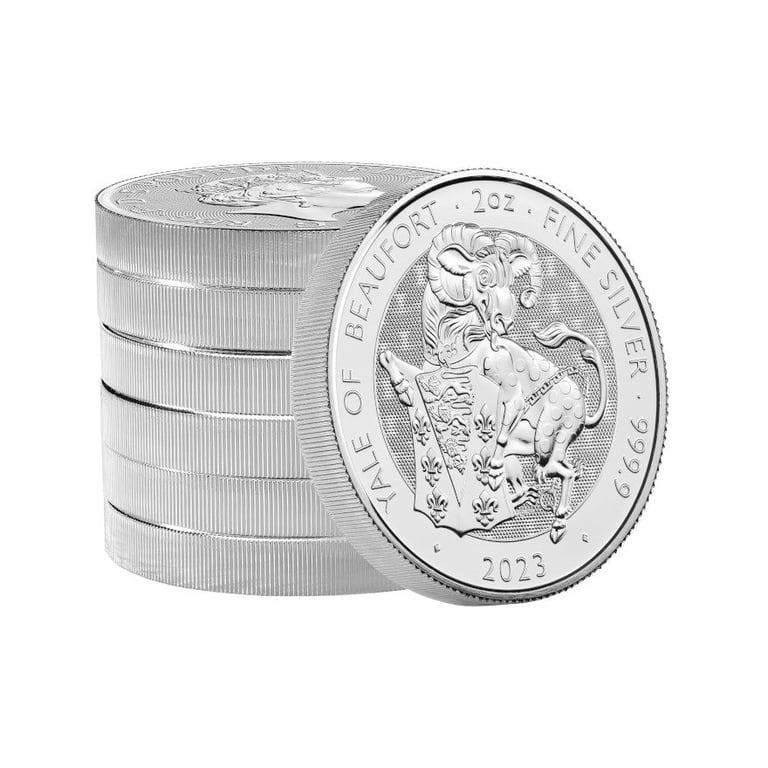 Side view of the Silver Yale of Beaufort 2 oz - Royal Tudor Beasts 2023