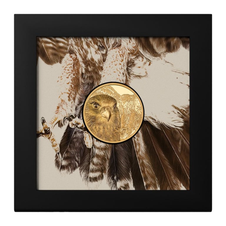 Gold Mongolian Falcon 1 oz PF - High Relief 2023 in the original coin case