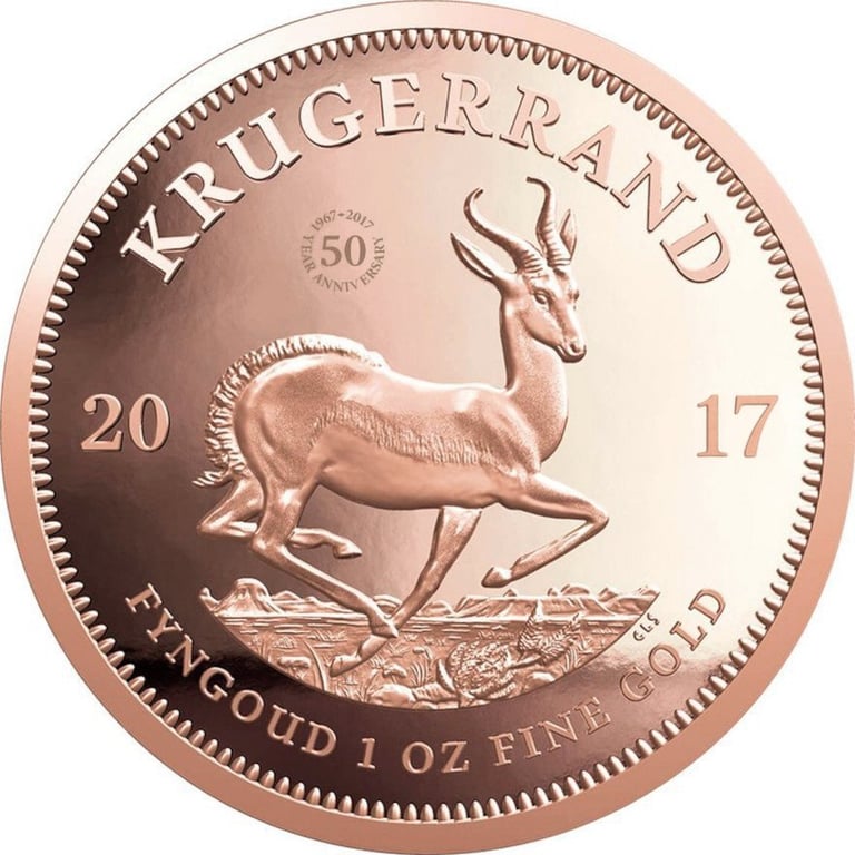 Front of the Gold Krugerrand 1 oz PF- 50th Anniversary 2017