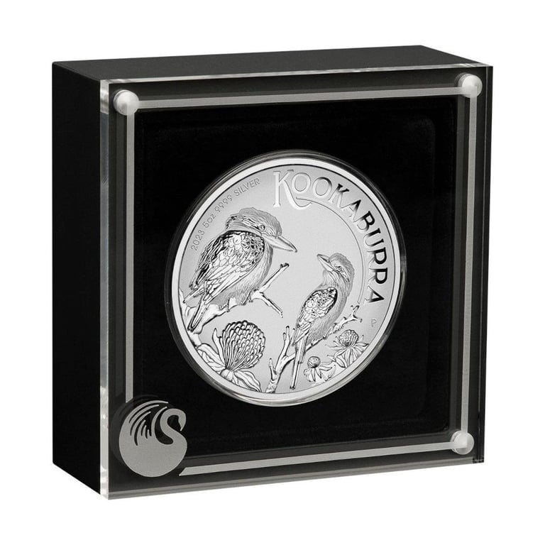 Silver Kookaburra 5 oz Proof - Incused - 2023 in the original coin case