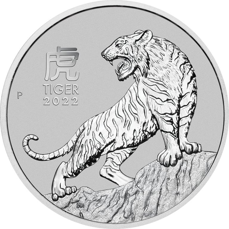 Front of the Platinum Lunar III 1 oz - Tiger 2022