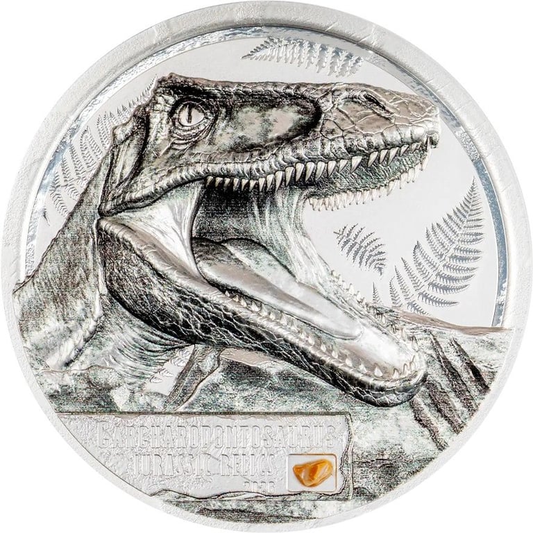 Front of the Silver Jurassic Relicts 1 oz HR 2026