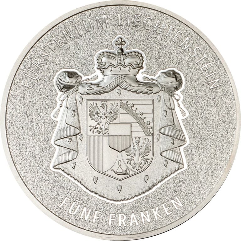 Back of the Silver Liechtenstein 100 Years of Swiss Franc 1 oz - Ultra High Relief