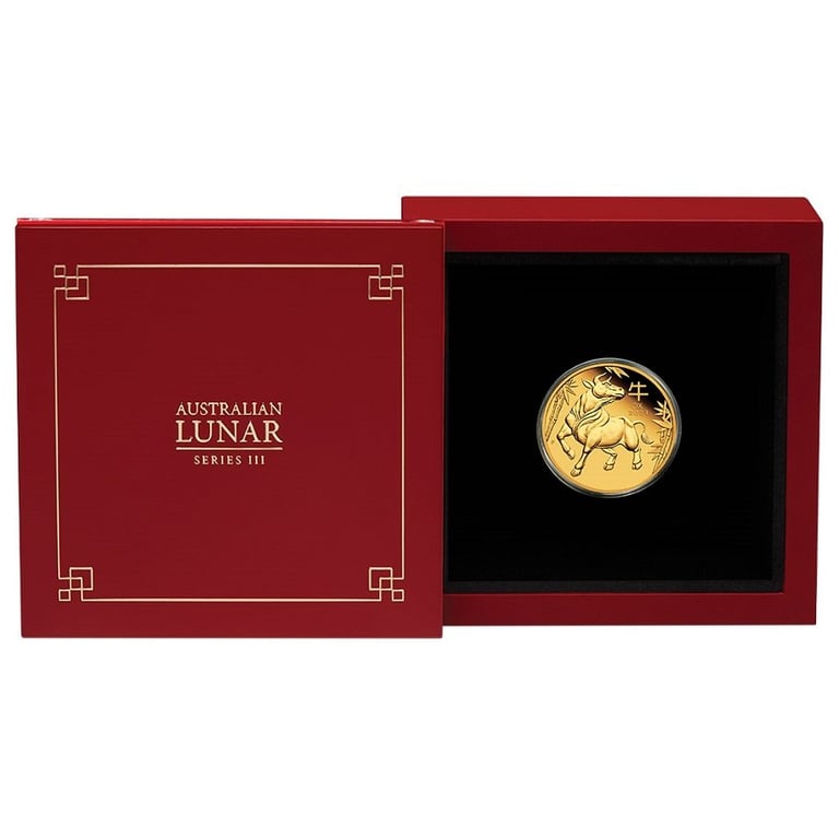 Gold Lunar III 1/4 oz Ox PF - 2021 in the original coin case