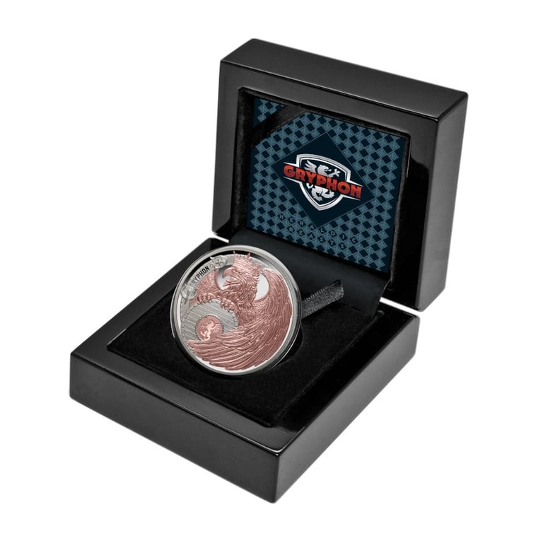 Silver Gryphon 1 oz PF - Heraldic Beasts 2024 in the original coin case