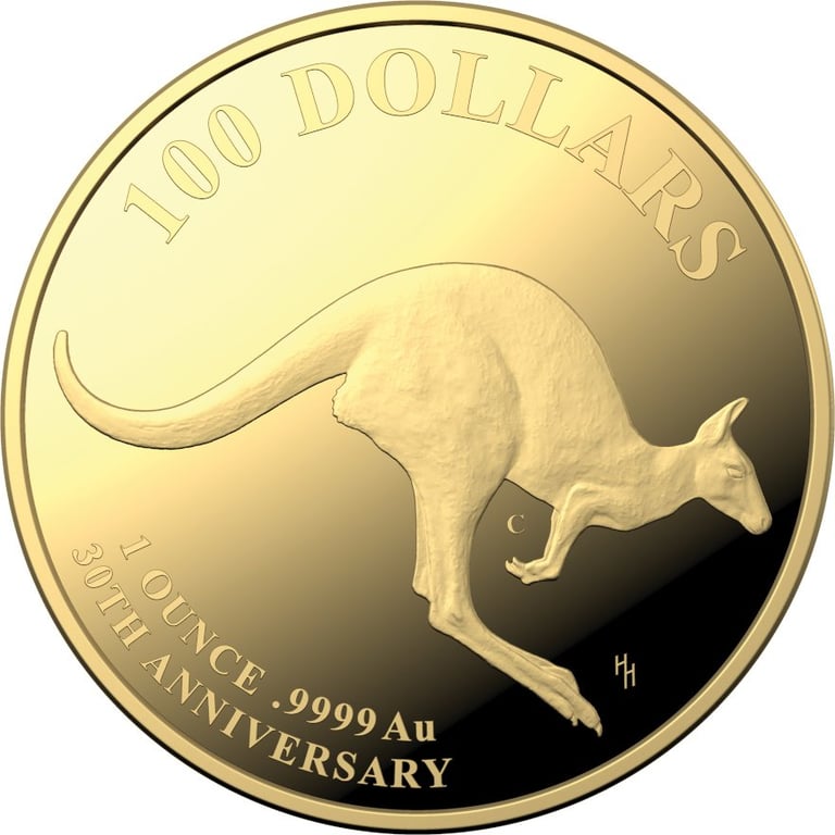 Front of the Gold Kangaroo - 30th Anniversary 1 oz Proof - RAM 2023