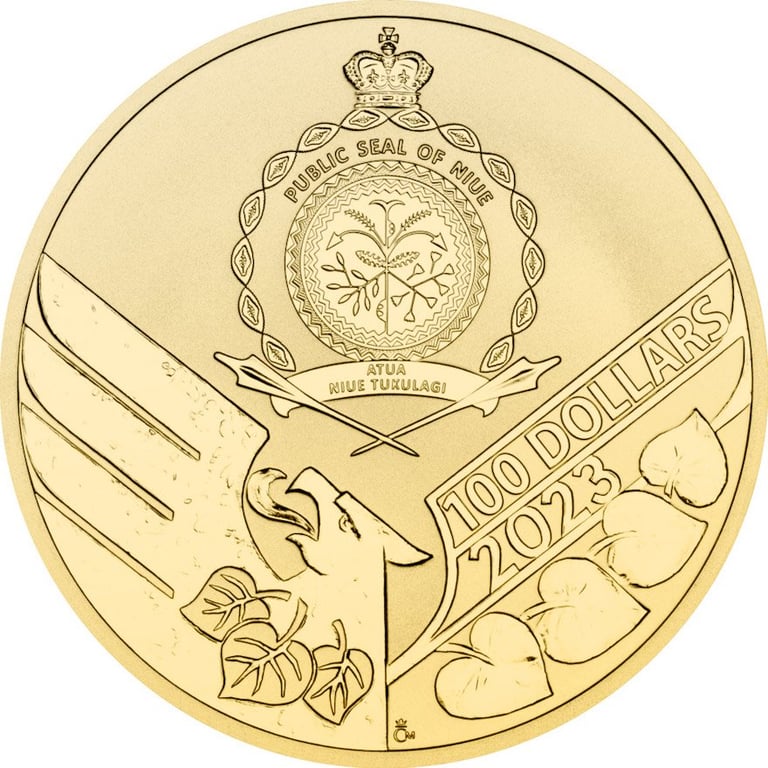 Back of the Gold Czech Lion 2 oz RP - 2023