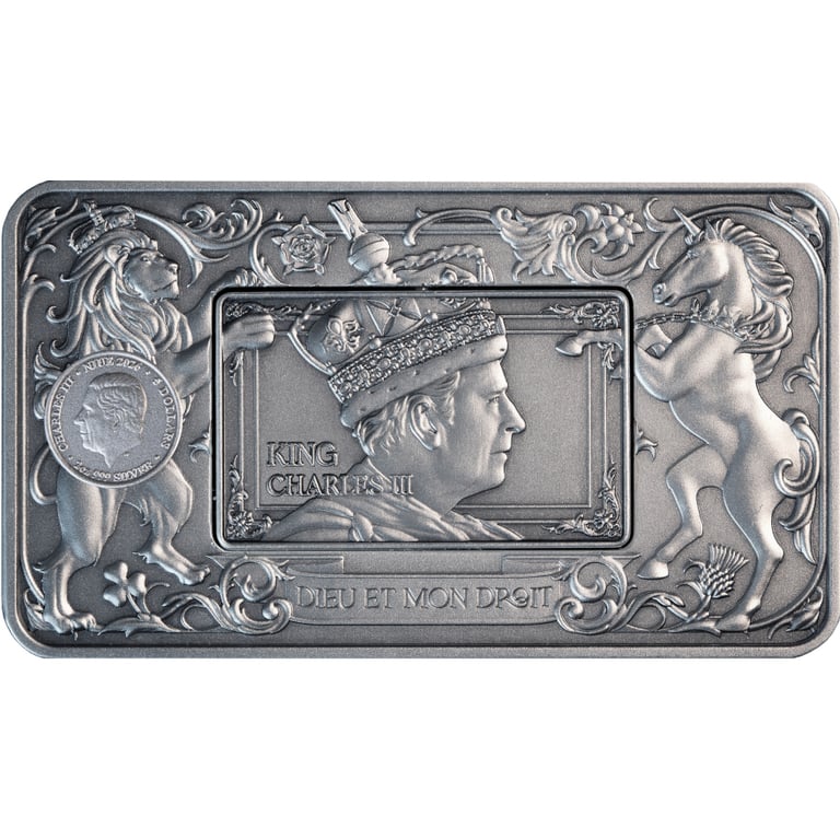 Front of Silver Elizabeth & Charles 2 oz – Rotating Antique Finish 2026