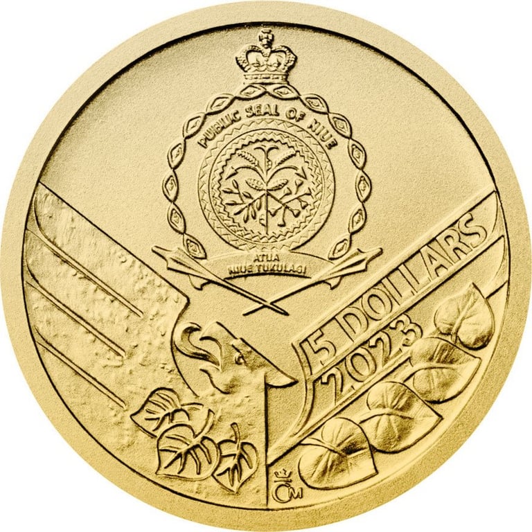 Back of the Gold Czech Lion 1/25 oz - 2023