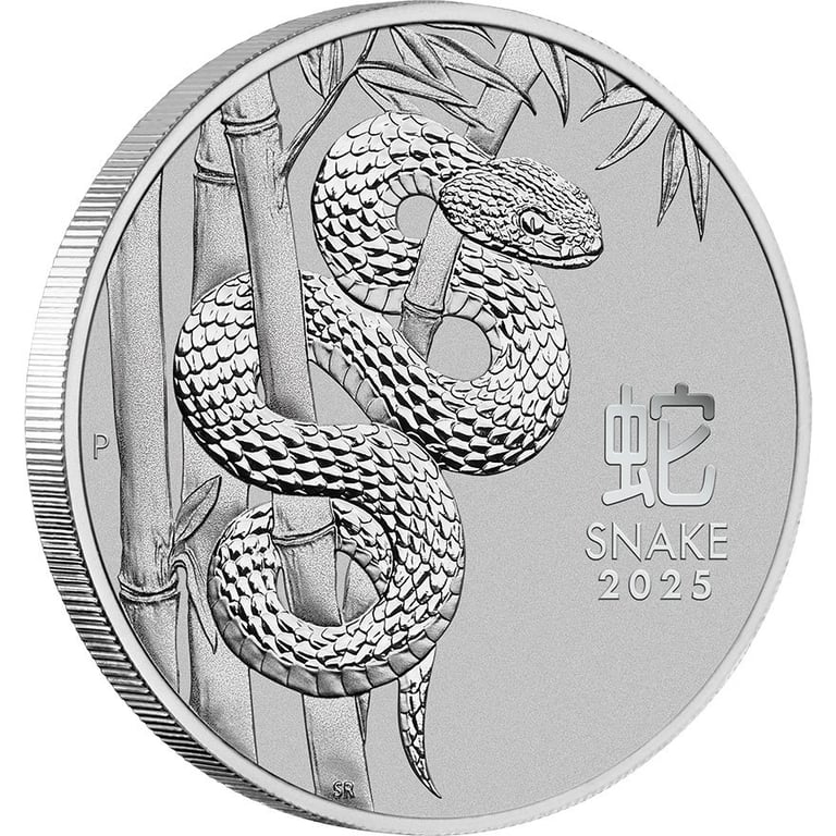 Side view of the Platinum Lunar III 1 oz - Snake 2025