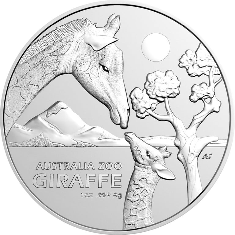 Front of the Silver Australia Zoo 1 oz - Giraffe
