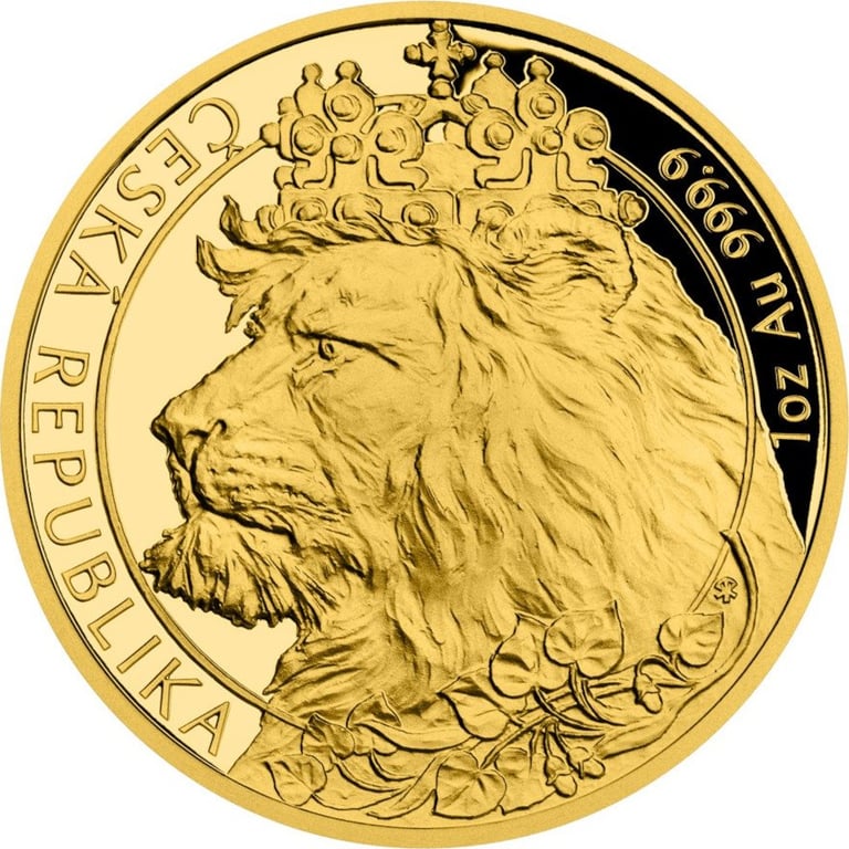 Front of the Gold Czech Lion 1 oz - PF - 2021