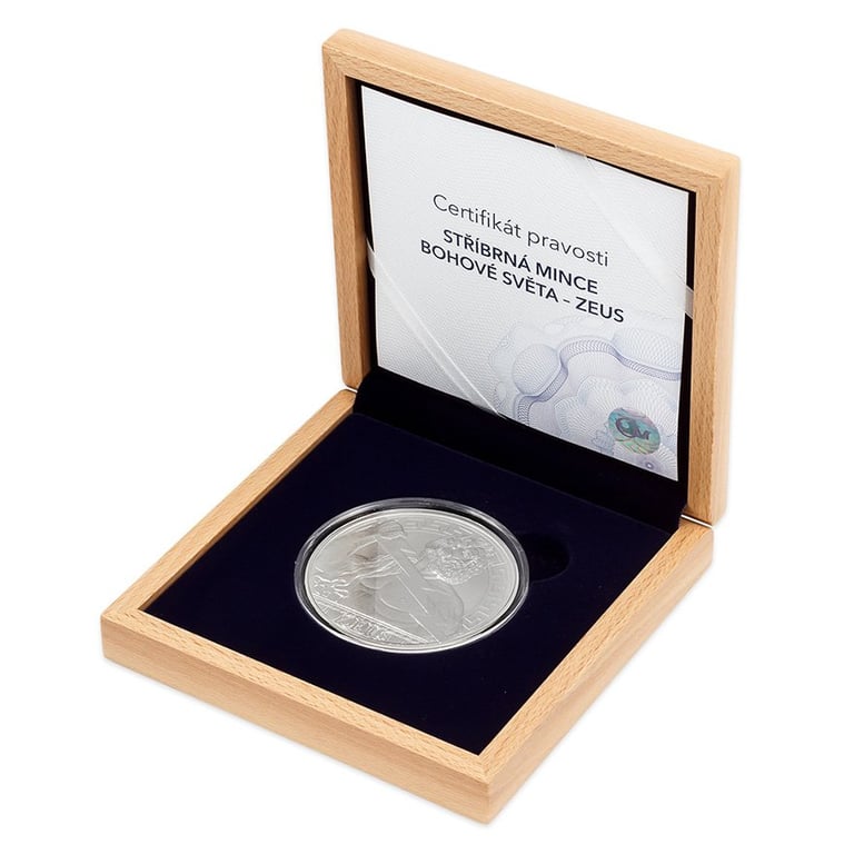 Silver 5 oz Ancient Gods - Zeus 2020 in the original coin case