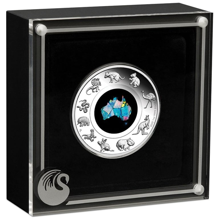 Silver Opal Coin - Great Southern Land 1 oz PF in the original coin case