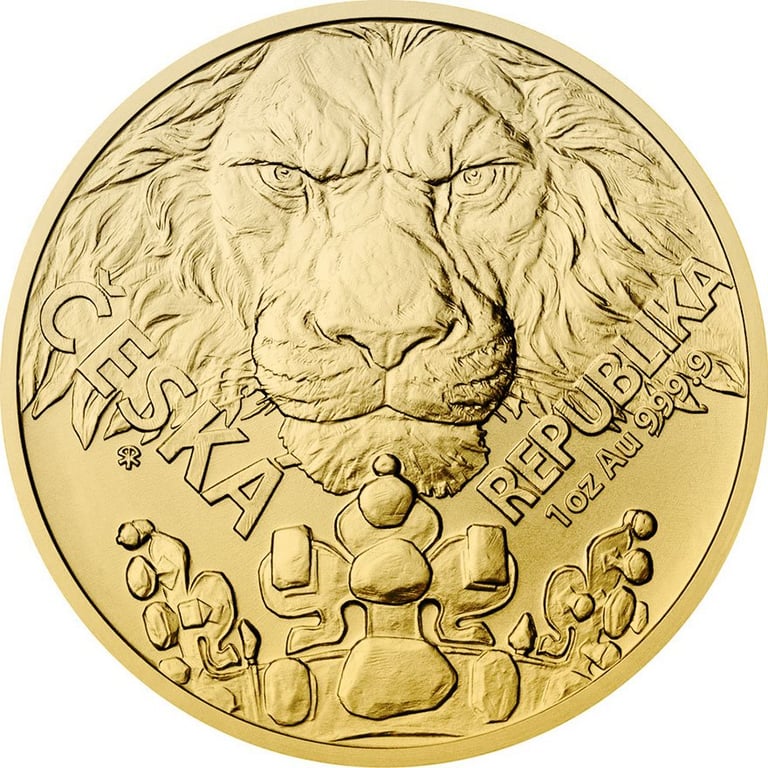 Front of the Gold Czech Lion 1 oz - 2023