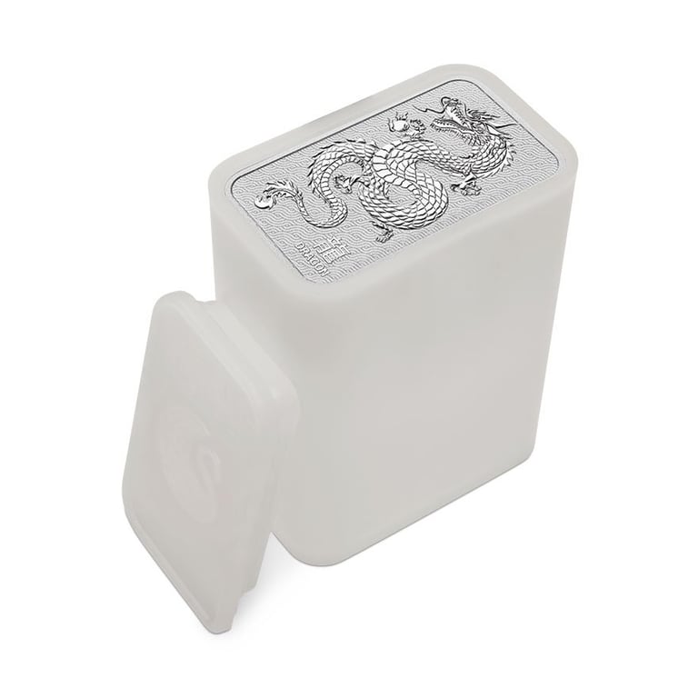 Side view of the Lunar Dragon 1 oz Silver Bar - Perth Mint
