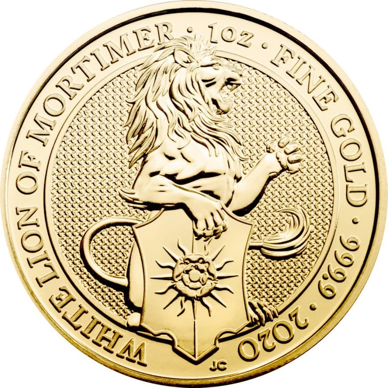 Front of the Gold The Queen's Beasts 1 oz - White Lion of Mortimer