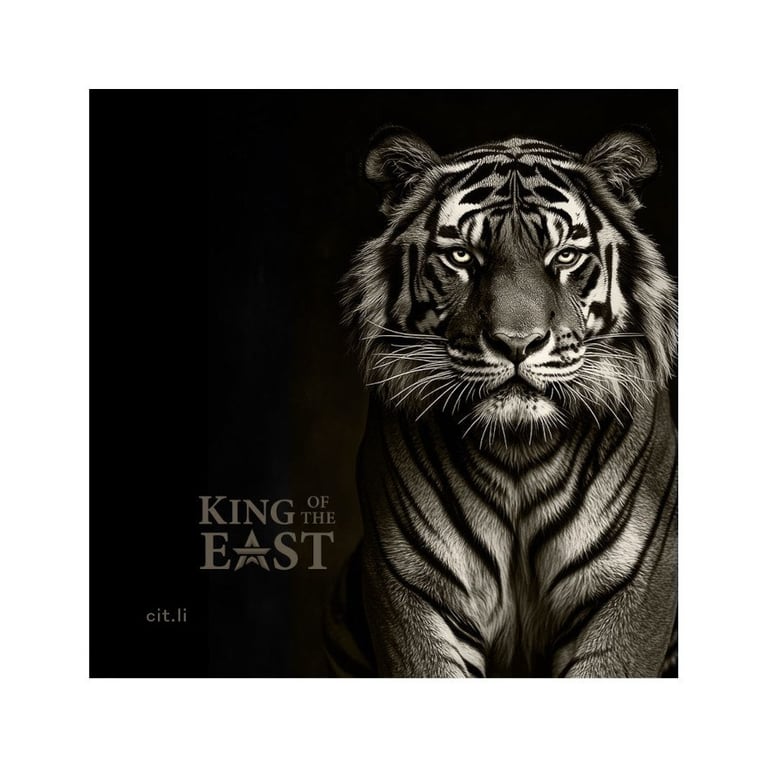 Gold King of the East - Tiger 1/4 oz PP - Ultra High Relief in the original coin case