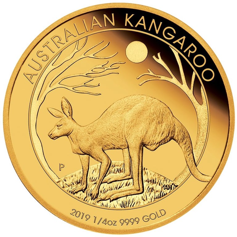 Front of the Gold Kangaroo 1/4 oz PF - 2019