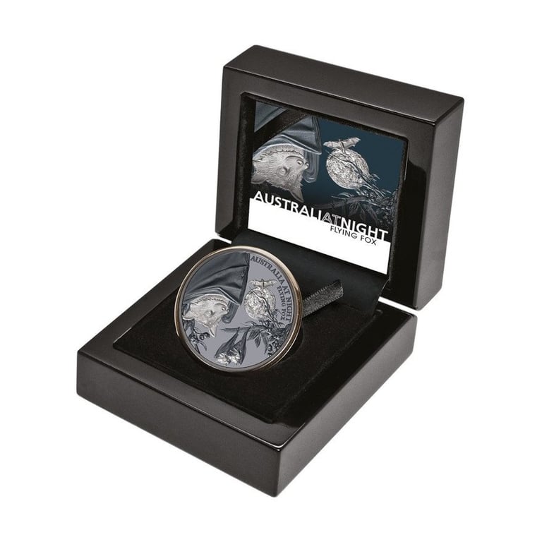 Silver flying fox 1 oz 2023 - Black Proof in the original coin case
