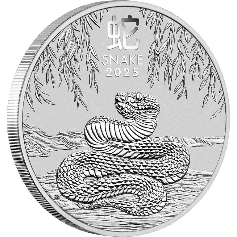 Side view of the Silver Lunar III 5 oz - Snake 2025