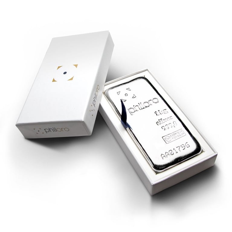 Front of the philoro BarBox Silver 1000 g