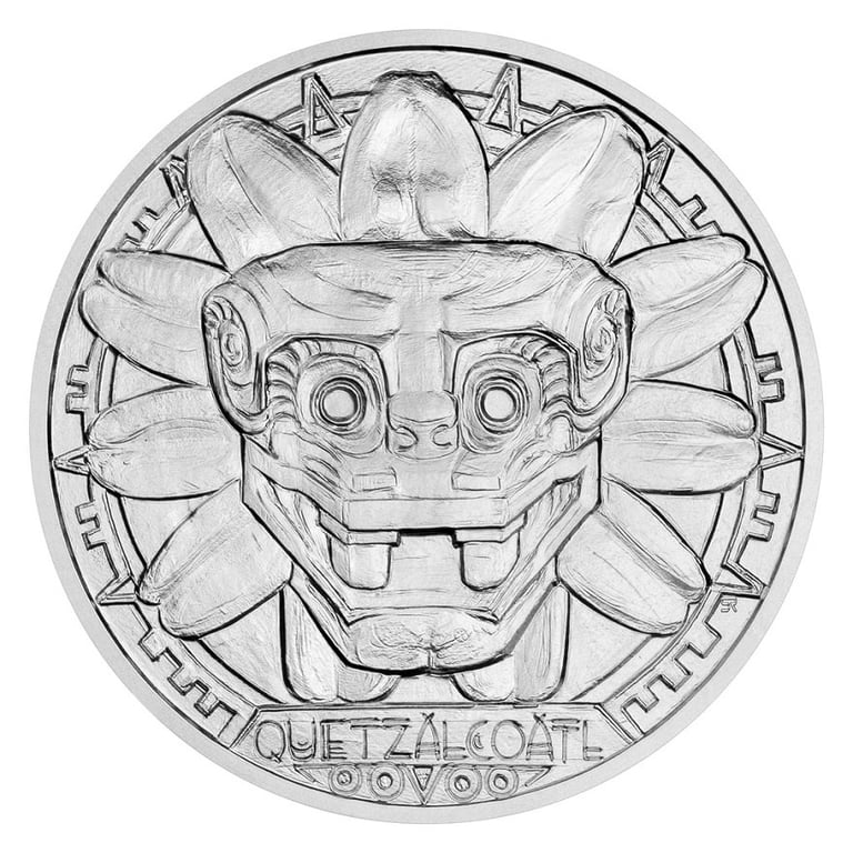 Front of the Silver 5 oz Old Gods - Quetzalcoatl 2020