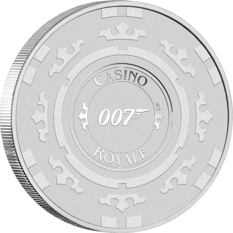 Side view of the Silver James Bond 007 - 1 oz - Casino Royale