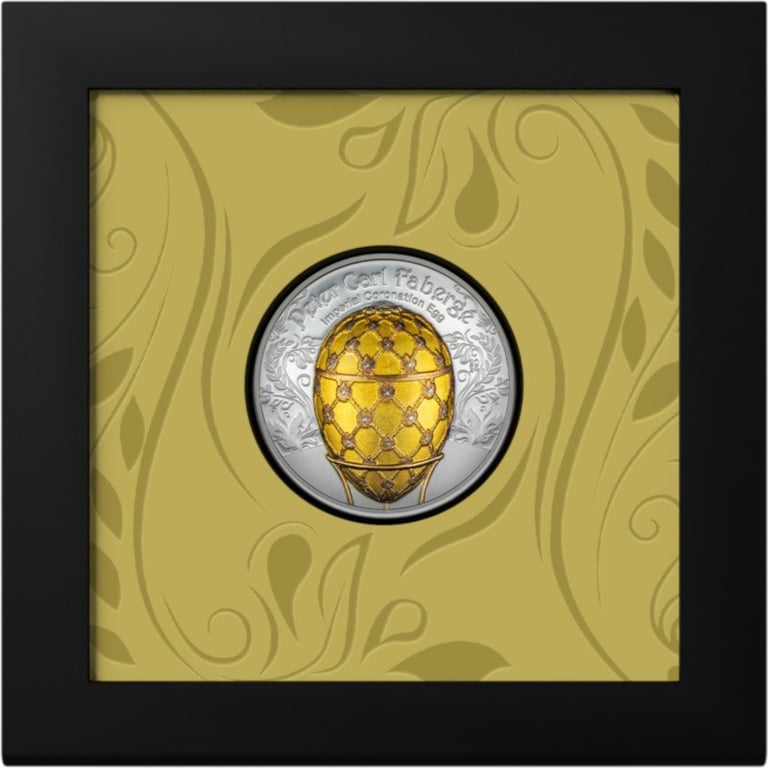 Silver Fabergé - Imperial Coronation Egg 2 oz PF - High Relief 2024 in the original coin case