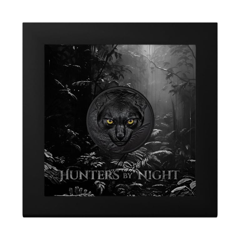 Silver Hunters by Night - Ocelot 2 oz - 2024 in the original coin case
