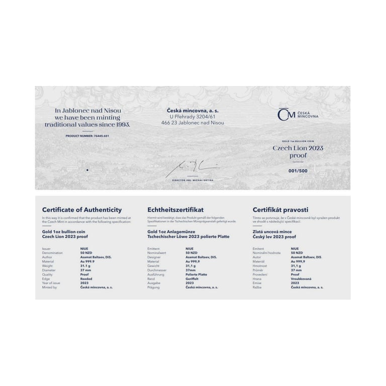 Certificate of authenticity