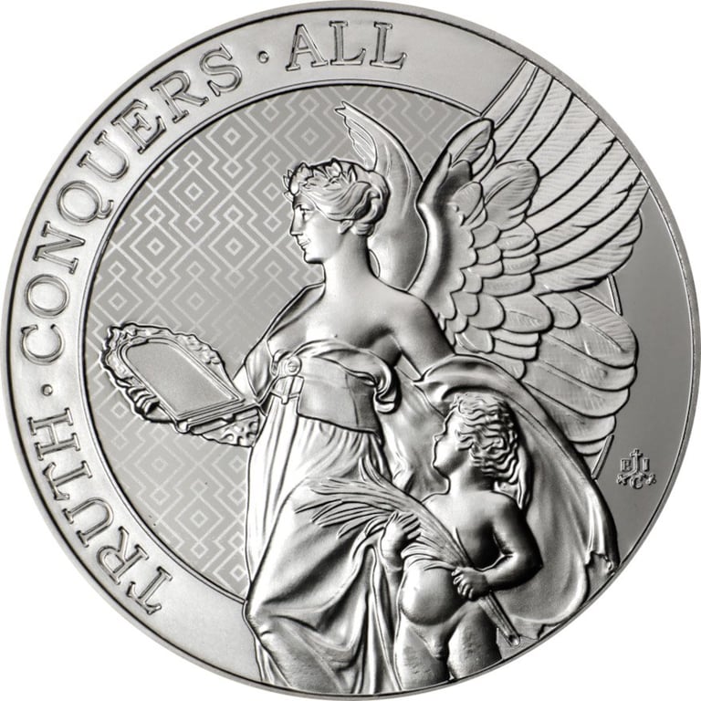 Front of Silver St. Helena - The Queen's Virtues 5 oz
