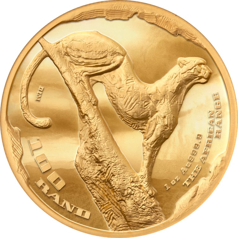 Front of Gold Cheetah 1 oz Proof - The African Range - High Relief 2026