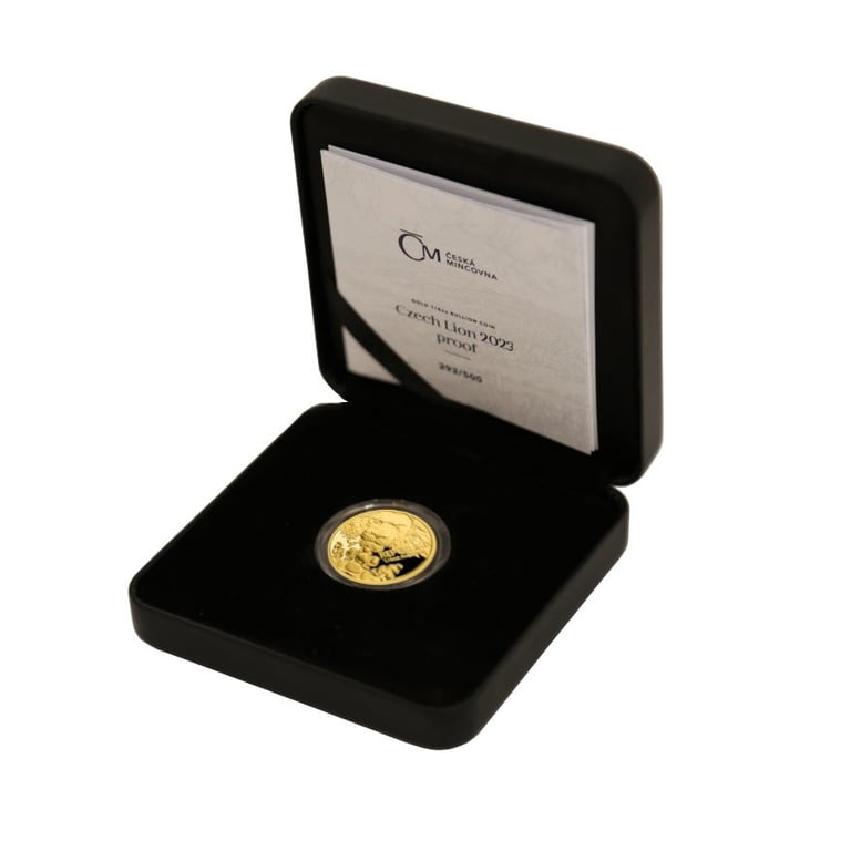 Gold Czech Lion 1/4 oz - PF - 2023 (incl. case and COA) in the original coin case