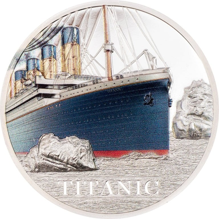 Front of the Silver Titanic 3 oz PF - High Relief incl. Relic 2022
