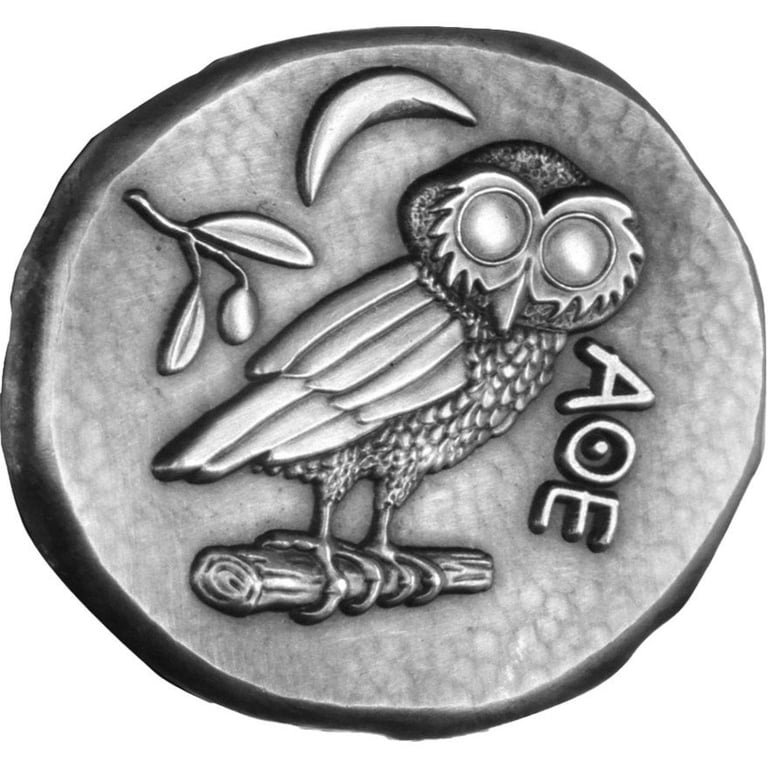 Front of the Silver Antique Athenian Owl 1 oz