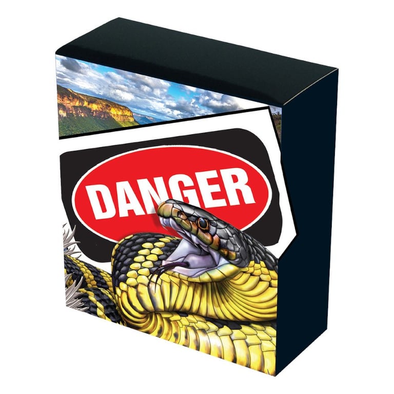 Original coin case of the Silver Deadly & Dangerous 1 oz PF - Tiger Snake 2025