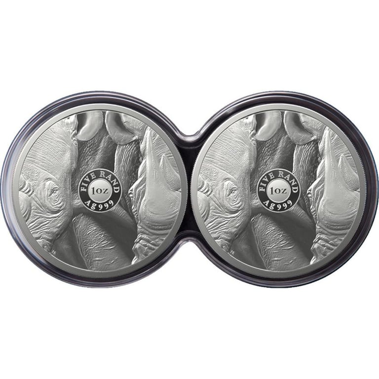 Back of the Silver Rhino Big Five Series II - 2 x 1 oz PP Set Double Capsule