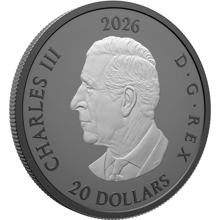 Side view of Silver Triple Maple Leaf 1 oz PF - 2026