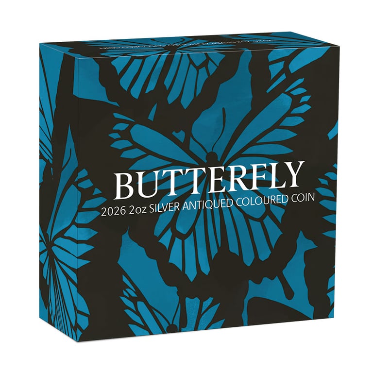 Box of Silver Butterfly 2 oz – Antique Finish 2026