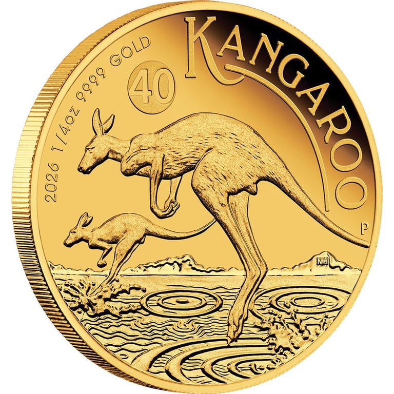 Side view of Gold Kangaroo 1/4 oz Proof 2026
