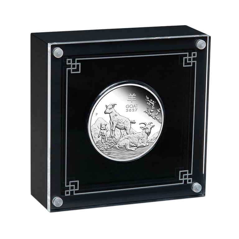 Coin case of Silver Lunar III 1 oz PF - Goat 2027