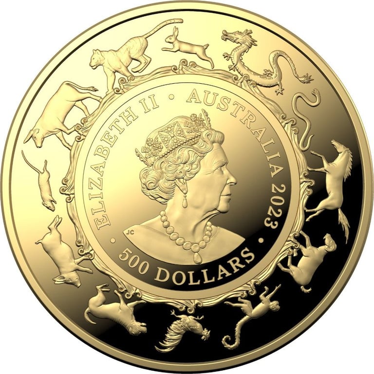 Back of the Gold Lunar Rabbit 5 oz PF - RAM 2023