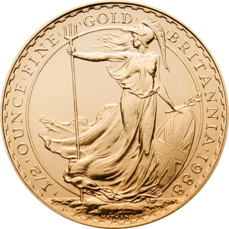 Front of the Gold Britannia 1/2 oz (22 carat)