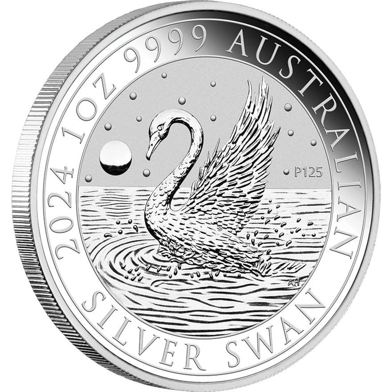 Side view of the Silver Swan 1 oz - 2024