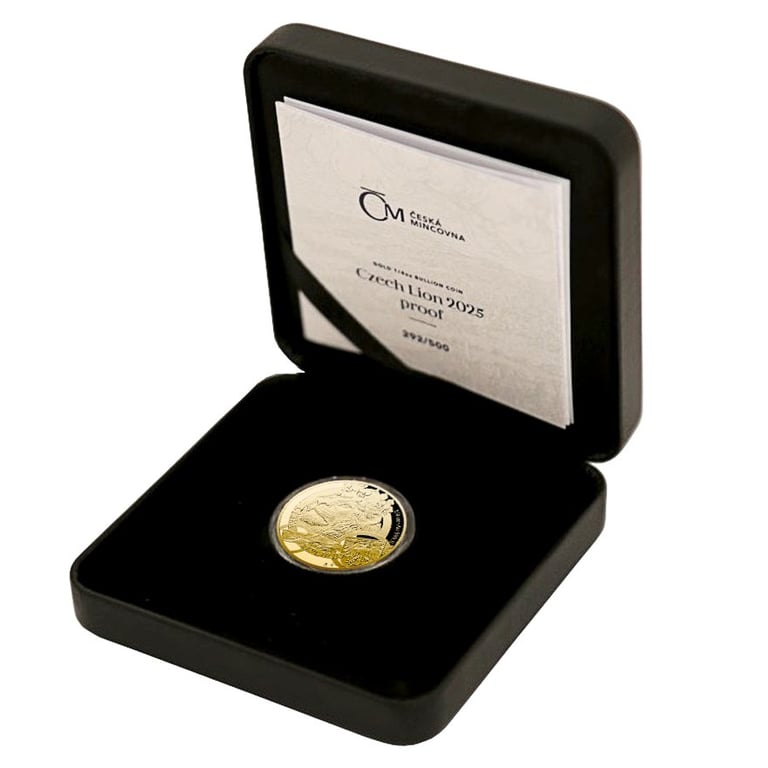 Gold Czech lion 1/4 oz - Proof - 2025 in the original coin case