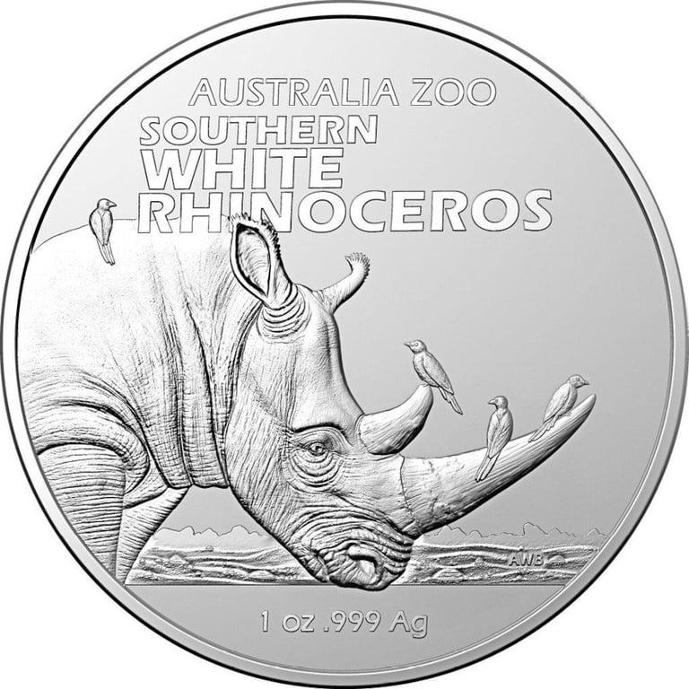 Front of the Silver White Rhinoceros - Australia Zoo - 1 oz - RAM 2023